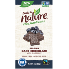 BACK TO NATURE: Dark Belgian Chocolate Bar With Blueberry, 3 oz