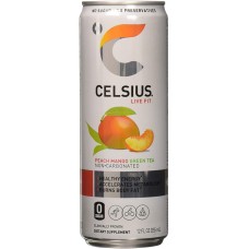 CELSIUS: Live Fit Peach Mango Green Tea, 12 oz