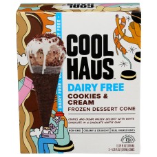 COOLHAUS: Cookies And Cream Frozen Dessert Cone Dairy Free, 12.75 oz