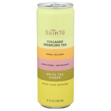 SKINTE: Collagen Sparkling Tea White Tea Ginger, 12 fo
