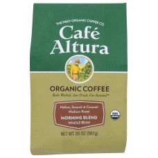 CAFE ALTURA: Organic Morning Blend Whole Bean Coffee, 1.25 lb