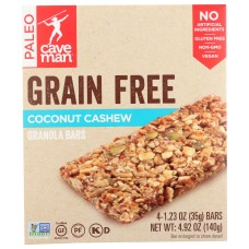 CAVEMAN FOODS: Coconut Cashew Grain Free Granola Bars, 4.92 oz