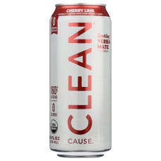 CLEAN CAUSE: Cherry Lime Zero Calorie Organic Sparkling Yerba Mate, 16 fo