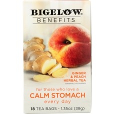 BIGELOW: Calm Stomach Ginger and Peach Herbal Tea, 1.35 oz