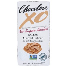 CHOCOLOVE: XO Salted Almond Butter in 60 Percent Dark Chocolate Nsa, 3.2 oz