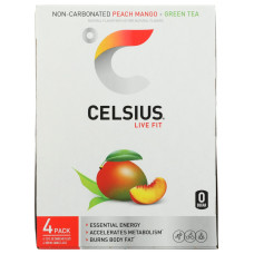 CELSIUS: Live Fit Peach Mango Green Tea Fizz Free 4 Count, 48 oz CELSIUS: Live Fit Peach Mango Green Tea Fizz Free 4 Count, 48 oz