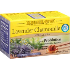 BIGELOW: Lavender Chamomile Herbal Tea with Probiotics 18 Bags, 0.98 oz