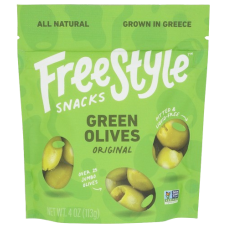 FREESTYLE SNACKS: Green Olives Original, 4 oz