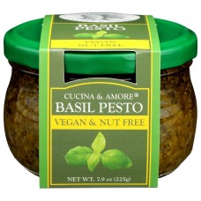 CUCINA & AMORE: Basil Pesto Vegan Nut Free, 7.9 oz