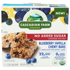 CASCADIAN FARM: Bars Granola Blueberry Vanilla, 6 oz