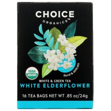 CHOICE TEA: Tea White Green Elderflower, 16 bg
