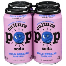 CULTURE POP: Soda Probiotic Wild Berry 4Pk, 48 fo