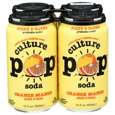 CULTURE POP: Soda Probiotic Orange Mango 4Pk, 48 fo