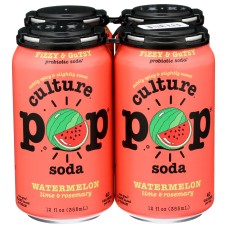 CULTURE POP: Soda Probiotic Watermelon 4Pk, 48 fo