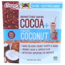 COCOAX: Unsweetened Baking Cocoa Toasted Coconut, 3 oz