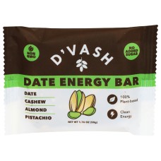 DVASH ORGANICS: Cashew Almond Pistachio Date Energy Bar, 1.76 oz