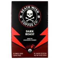 DEATH WISH COFFEE: Dark Roast Single Serve Pods, 10 cp