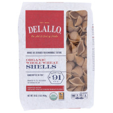 DELALLO: Organic Whole Wheat Pasta Shells, 16 oz