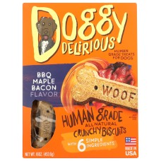 DOGGY DELIRIOUS: Bbq Maple Bacon Bones Dog Treats, 16 oz