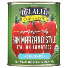 DELALLO: Organic Crushed San Marzano Style Tomatoes, 28 oz