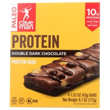 CAVEMAN FOODS: Double Dark Chocolate Protein Bars, 6.1 oz