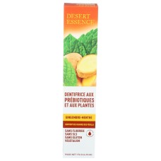 DESERT ESSENCE: Prebiotic Plant Based Toothpaste Gingermint, 6.25 oz