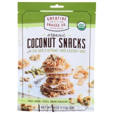 CREATIVE SNACKS: Organic Coconut Snacks With Chia Seeds Sunflower Seeds and Pumpkin Seeds, 4 oz