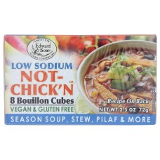 EDWARD & SONS: Low Sodium Not Chickn Bouillon Cubes, 2.5 oz