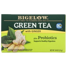 BIGELOW: Green Tea with Ginger Plus Probiotics, 0.9 oz