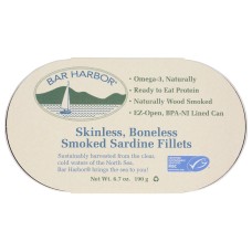 BAR HARBOR: Skinless Boneless Smoked Sardine Fillets, 6.7 oz