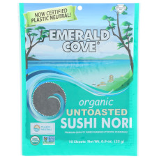 EMERALD COVE: Nori Seaweed Organic Untoasted, 10 pc