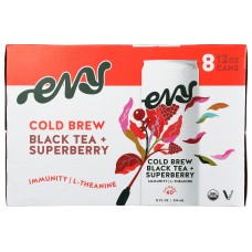 EVY TEA: Cold Brew Black Tea and  Superberry Immunity 8 Count, 96 fo