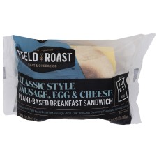 FIELD ROAST: Classic Style Sausage Egg and Cheese Plant Based Breakfast Sandwich, 7.34 oz
