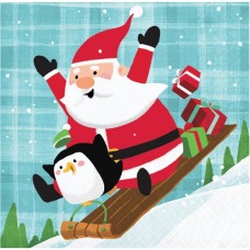 CREATIVE CONVERTING: Napkin Santa And Penguin, 8 ea