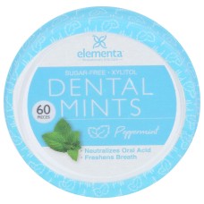 ELEMENTA SILVER: Dental Mints Peppermint, 60 pc