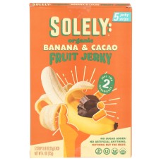 SOLELY: Organic Banana and Cacao Fruit Jerky Multipack, 4.1 oz