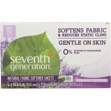 SEVENTH GENERATION: Natural Fabric Softener Sheets Lavender and Blue Eucalyptus Scent, 80 pc