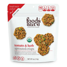 FOODS ALIVE: Tomato and Herb Sprouted Crisps, 4 oz FOODS ALIVE: Tomato and Herb Sprouted Crisps, 4 oz