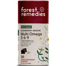 FOREST REMEDIES: Elderberry Immune Omega 369 Fresh Raspberry Gummies , 30 ea