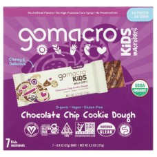 GOMACRO: Chocolate Chip Cookie Dough Kids Bar 7Pk, 6.3 oz