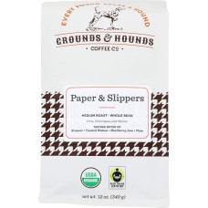 GROUNDS & HOUNDS COFFEE: Paper Slippers Whole Bean Coffee, 12 oz