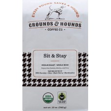 GROUNDS & HOUNDS COFFEE: Sit And Stay Whole Bean Coffee, 12 oz