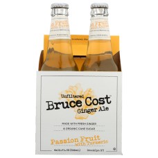 BRUCE COST GINGER ALE: Passion Fruit with Turmeric 4Pk, 48 fo