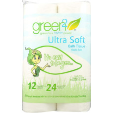 GREEN2: Tree Free Sugar Cane and Bamboo Bath Tissue 2 Ply 300 Sheets, 12 pc