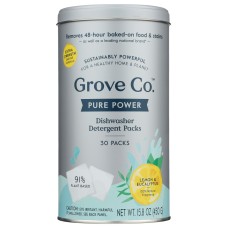 GROVE CO: Pure Power Dishwasher Detergent Packs Lemon Eucalyptus, 30 pk