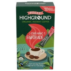 HIGHGROUND: Decaf Instant Coffee Stick 10 Count, 0.7 oz