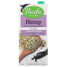 PACIFIC FOODS: Unsweetened Vanilla Hemp Milk, 32 fo
