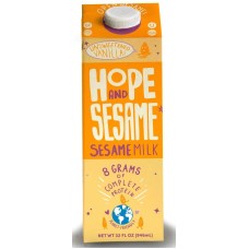 HOPE AND SESAME: Unsweetened Vanilla Sesame Milk, 32 oz