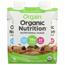 ORGAIN: Organic Nutrition Shake Iced Cafe Mocha 4Pk, 44 fo