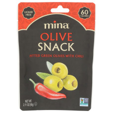 MINA: Pitted Green Olives With Chili Snack, 2.11 oz